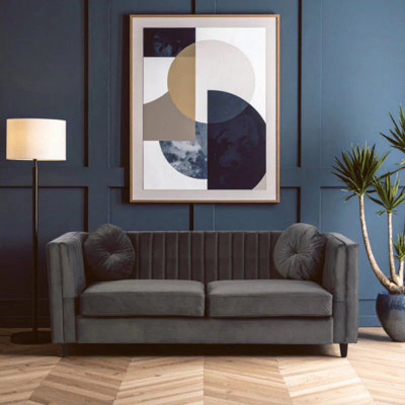 Image of Premier Housewares Farah Three Seater Velvet Sofa Grey