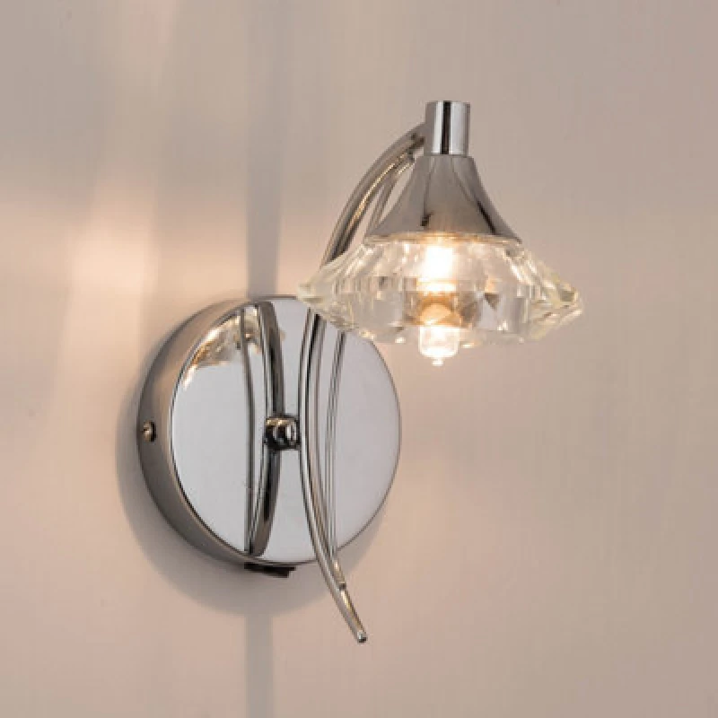 Image of Harper Living Single Wall Light And Sconce, Polished Chrome Finish, Clear Glass Shade, G9 Bulb Cap