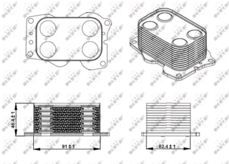 Image of NRF 31338 Oil Cooler with gaskets/seals, EASY FIT Aluminium Oil Cooler,engine oil (469)