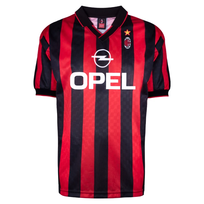Image of Score Draw AC Milan 1996 Retro Football Shirt MILAN96HPYSS-XXXL XXXL Mens Sportswear