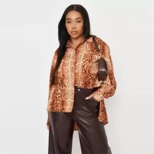 Missguided Plus Size Snake Print Dip Hem Shirt - Multi