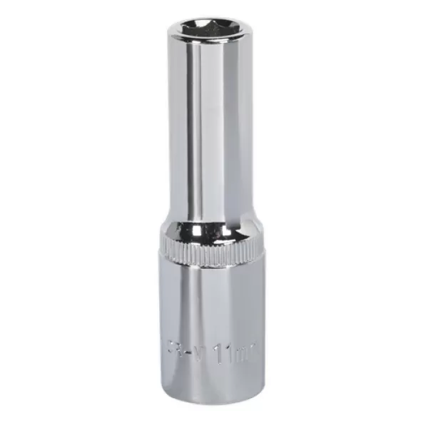 Image of Genuine SEALEY SP1211D WallDrive® Socket 11mm Deep 1/2Sq Drive Fully Polished