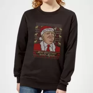 image of Make Christmas Great Again Donald Trump Womens Christmas Jumper - Black - 3XL