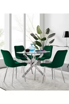 Image of Novara 100cm Round Dining Table and 4 Pesaro Silver Leg Chairs