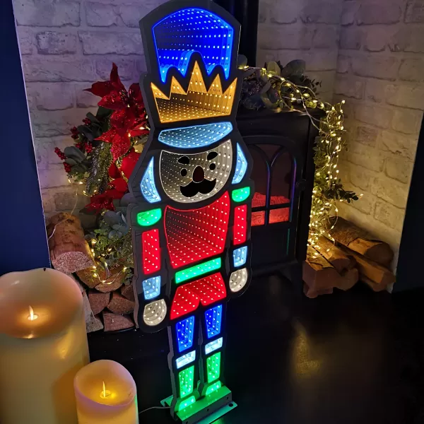 image of 74cm LED Infinity Light Nutcracker - Red, Blue & Green