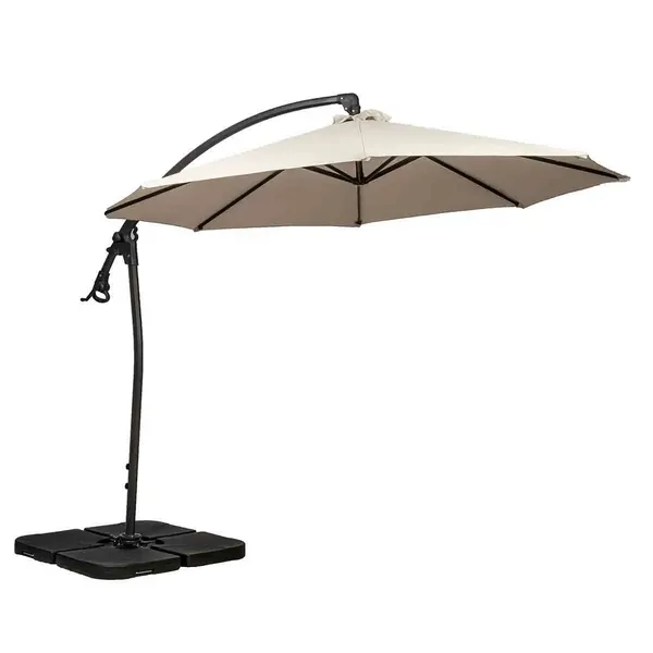 image of 3m Royal Craft Deluxe Pedal Operated Rotational Cantilever Parasol with Cross Stand Ivory