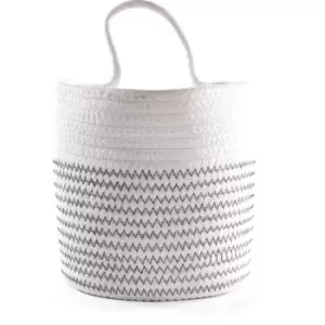 Image of Maison&white - Hanging Cotton Rope Basket White with Black Thread M&W - White/Black