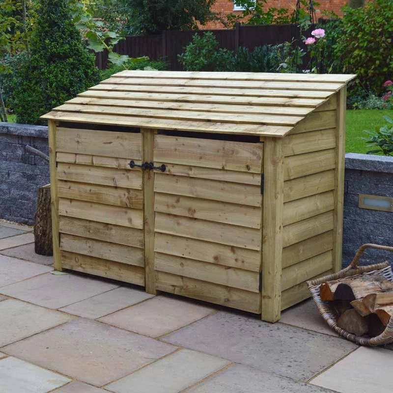 Image of Rutland County Garden Furniture Ltd Hambleton 4ft Log Store with Doors, L80 x W180 x H128cm - Light Green Light Green Unisex