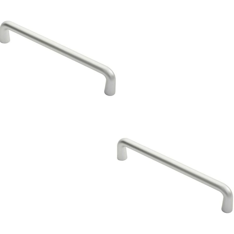 Image of Loops 2x Rounded D Shaped Bar Handle 450 x 22mm Diameter Satin Anodised Aluminium Multi