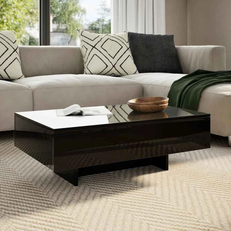Image of vidaXL Coffee Table High Gloss Black Living Room Furniture Telephone Stand