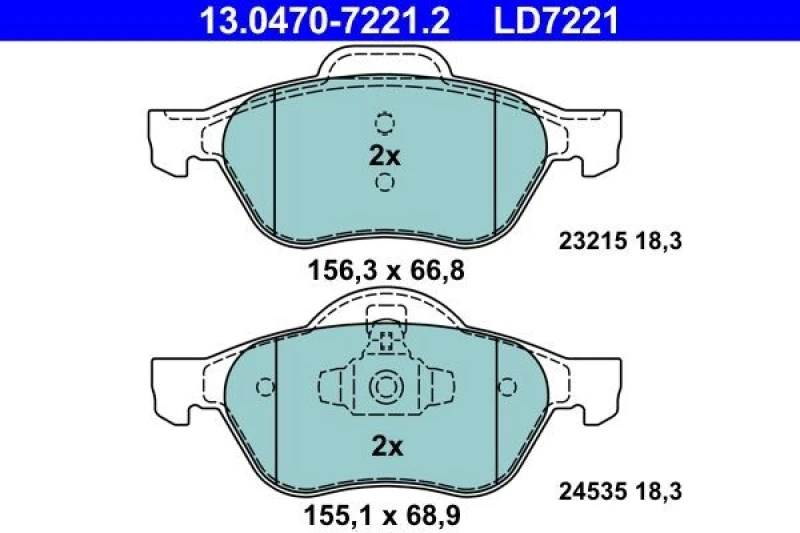 Image of ATE 13.0470-7221.2 Brake pad set excl. wear warning contact Brake Pad Set,disc brake (402)
