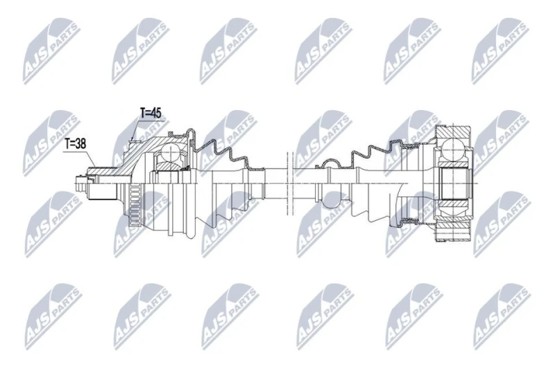 Image of NTY NPW-AU-108 Drive shaft Automatic Transmission, Rear Axle Right Drive Shaft (13)