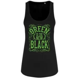 Image of Grindstore Womens/Ladies Green Is The New Black Tank Top (L) (Black/Green)