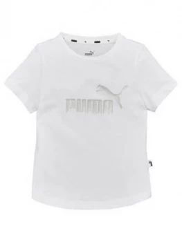 Puma Girls Essential Short Sleeve T-Shirt - White