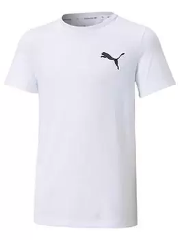 Image of Puma Boys Training Small Logo Tee - White, Size 13-14 Years