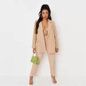 Image of Missguided Tailored Belted Cigarette Trousers - Neutral