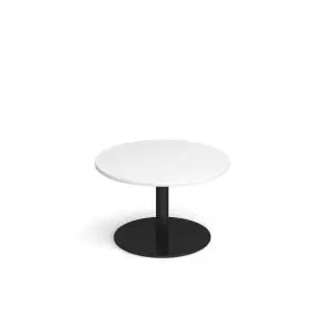 Image of Monza circular coffee table with flat round Black base 800mm - white