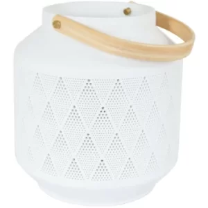 image of Sienna Porcelain Cylindrical Table Lamp White With Wood