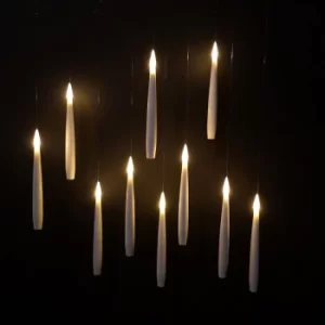 image of 10pcs Premier 15cm Floating White Static Flicker Battery Candle with Remote Control in Warm White