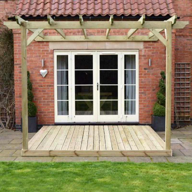 Image of Rutland County Garden Furniture Ltd Wall Mounted Pergola & Decking Kit, L360 x W360 cm, Light Green Light Green Unisex