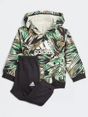 Image of adidas Jogger Set, Black/Green/White, Size 18-24 Months