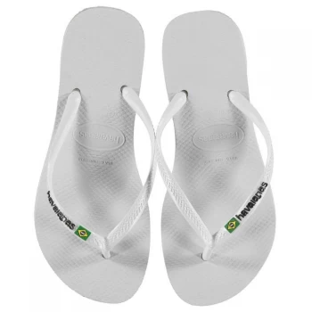 image of Havaianas Brazil Logo Flip Flops - White