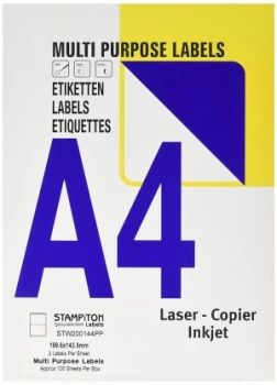 Image of Value Multipurpose Label 199.6x143.5mm 2 Per Sht (200Labels)