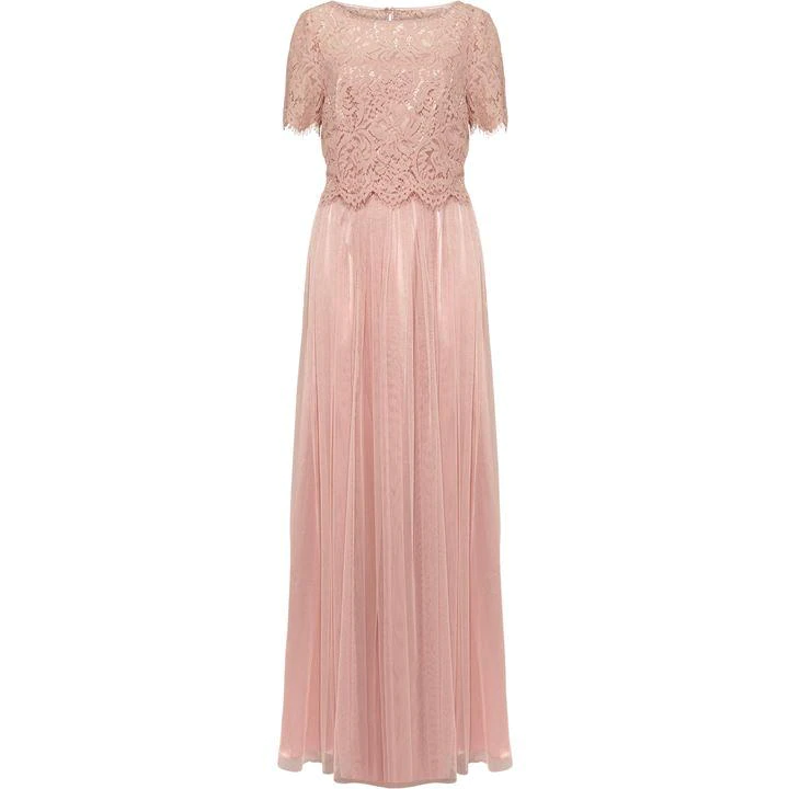 Image of Phase Eight Pink Petal Kiera Lace Tulle Maxi Dress - 8