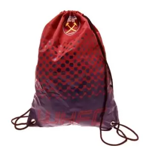 image of West Ham FC Official Fade Football Crest Drawstring Sports/Gym Bag (One Size) (Red)