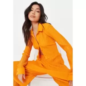 Missguided Plisse Cropped Shirt - Orange