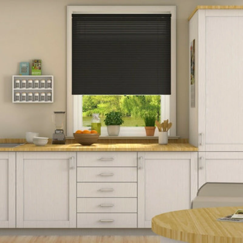 Image of 152Cm Drop, 25mm Slat Pvc Venetian Blind 85Cm Black