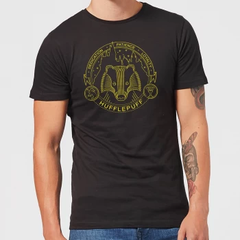 Image of Harry Potter Hufflepuff Badger Badge Mens T-Shirt - Black - 3XL - Black