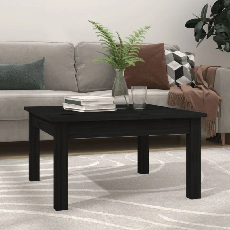 Image of Vidaxl Coffee Table Black 55X55X30 Cm Solid Wood Pine, Black 814233