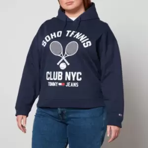 Image of Tommy Jeans Curve Womens Curve Relaxed Tennis Club Hoodie - Twilight Navy - XL