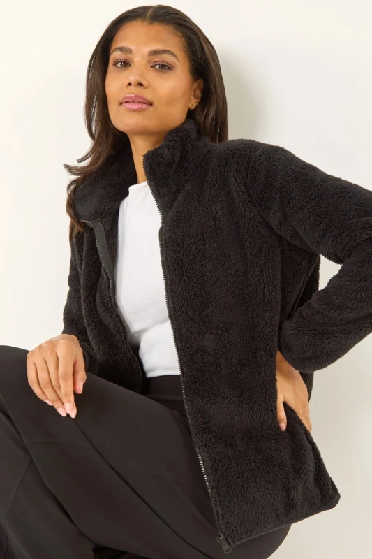 Image of Roman Soft Sherpa Fleece Jacket Black