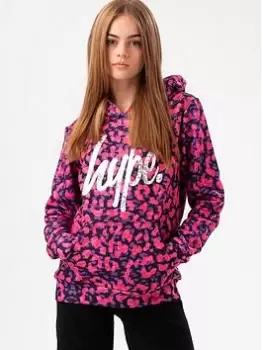 Hype Girls Purple Neon Cheetah Foil Script Hoodie, Purple, Size Age: 5-6 Years, Women