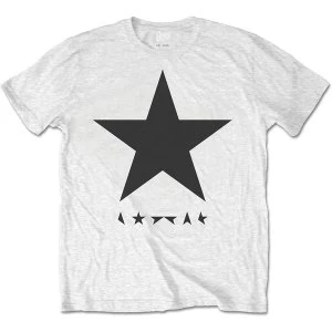 image of David Bowie - Blackstar (on White) Unisex Large T-Shirt - White