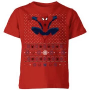 Image of Marvel Avengers Spider-Man Kids Christmas T-Shirt - Red - 11-12 Years