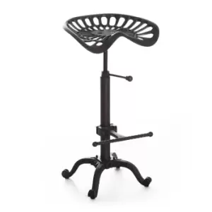 image of Homcom Industrial Style Adjustable Bar Stool Black Cast Iron