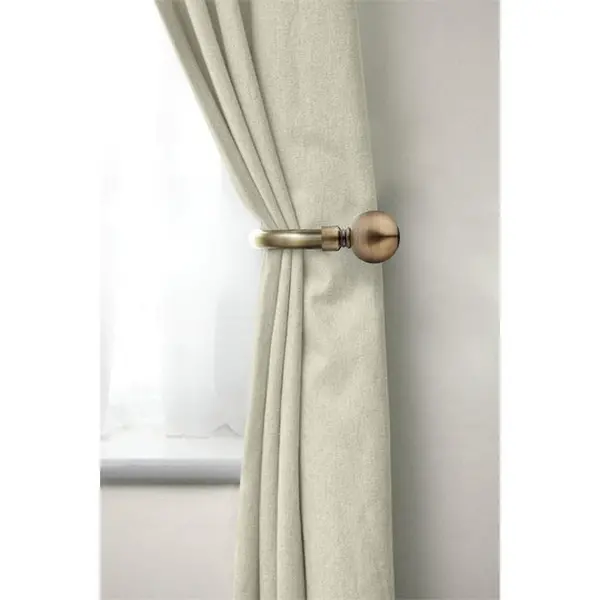 Image of Studio Studio Pair of Plain Ball Curtain Hold Backs - Brown One Size
