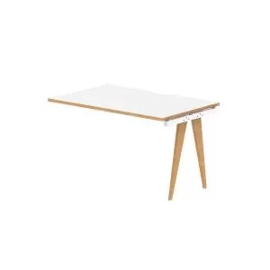 image of Oslo Single Ext Kit White Frame Wooden Leg Bench Desk 1200 White With