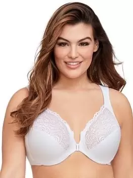 Glamorise Glamorise Wonderwire Lace Front Close Bra, White, Size 44F, Women