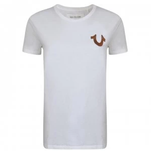 True Religion World Tour Logo t Shirt - White/Rose Gold