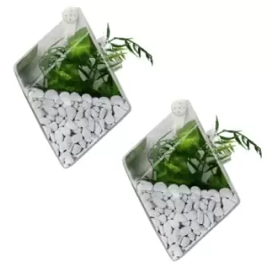 Image of Hanging Diamond Glass Terrarium - Set of 2 M&W