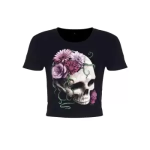 image of Requiem Collective Ladies/Womens Cranial Bloom Crop Top (Medium (UK 10-12)) (Black)