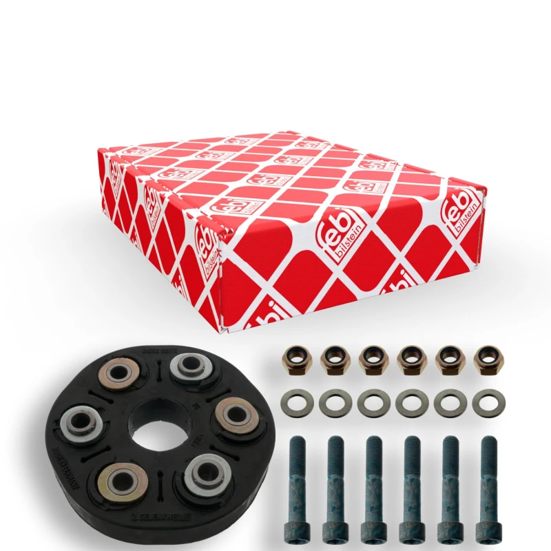 Image of FEBI BILSTEIN 03976 Drive Shaft Coupler with washers, with nuts, Front, Ø: 146mm, Bolt Hole Circle Ø: 100mm, OE Turbo NEW Joint,propeller shaft (1427