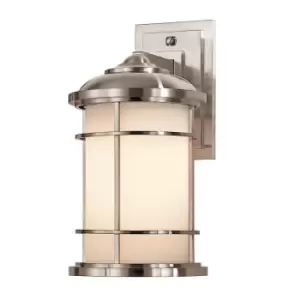 image of Outdoor IP44 Wall Light Sconce Brushed Steel LED E27 60W Bulb External d00821