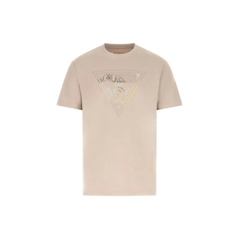 Image of Guess T-Shirt Guess Triangle HD Beige Male S