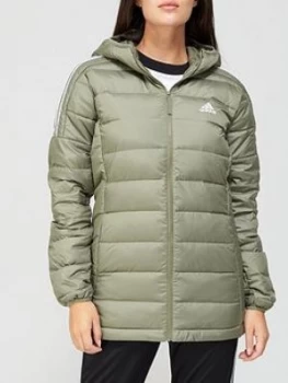 Image of Adidas Essentials Down Parka, Khaki Size M Women
