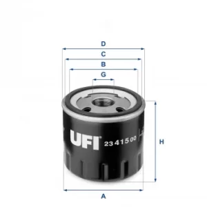 image of 2341500 UFI Oil Filter Oil Spin-On